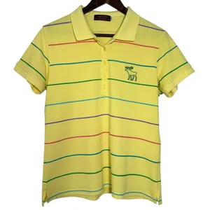 Abercrombie‎ & Fitch Polo S/M Y2K 90s Yellow Striped Embroidered Logo Shirt READ thumbnail 1