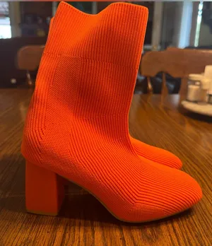 Orange knit sock boots thumbnail 1