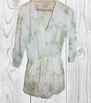 Aerie Light Green Textured Romper country cowgirl‎ feminine boho festival Medium thumbnail 1