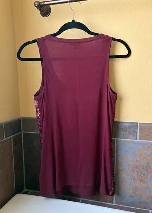 Express Burgundy Sequin Tank Top thumbnail 5