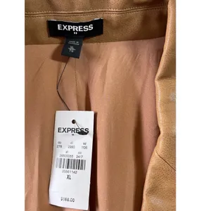 Express Camel Faux Leather Blazer Jacket Plus Size XL NWT Autumn Fall Staple thumbnail 6