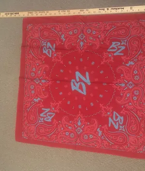 Red Bandana Scarf with Blue 'BZ' Logo- Bailey Zimmerman thumbnail 1