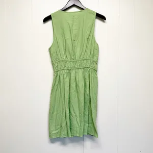 NWT MADEWELL Linen Sophia Deep V Mini Seedling Green Dress Medium thumbnail 8