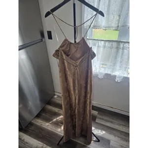 a new day Brown Floral formal Halter Sleeveless Maxi Dress size M satin thumbnail 4
