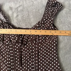 Wild Fable Polka Dot Mini Dress XXS Milkmaid Brown Tiered Ruffle Smocked Lace thumbnail 12