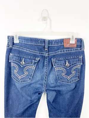 BKE Hazel Curvy Fit Distressed Five Pockets Blue Denim Jeans Size 33L Western thumbnail 11