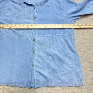 Vtg Cottagecore Grannycore Embroidered Floral Made USA Button‎ Down EUC Small thumbnail 5