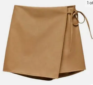 High waist faux leather wrap skort size M thumbnail 1