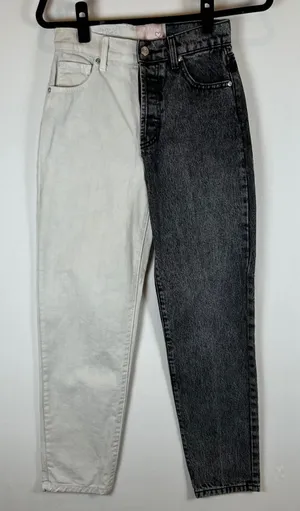 REVICE Two Tone Jeans High Waisted Denim Color Block Grunge‎ Women's Size 26 thumbnail 1
