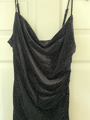 Laundry by Shelli Segal velvet black sparkle dress thumbnail 5