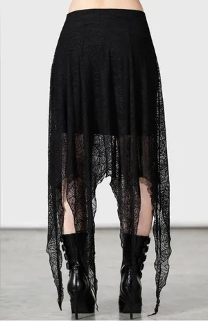 Killstar Caroline Black Lace Handkerchief Hem Skirt XS thumbnail 5