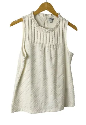 J. Crew‎ Cream Knit Babydoll Sleeveless Top Size Small thumbnail 1