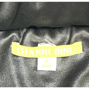 Gianni Bini Puffer Vest‎ Women's Faux Leather Hooded Black Gorpcore Size Small thumbnail 7