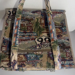 JADE Route 66 Tapestry Tote Bag- 12. x 12in.- Zipper Compartments Vintage thumbnail 1