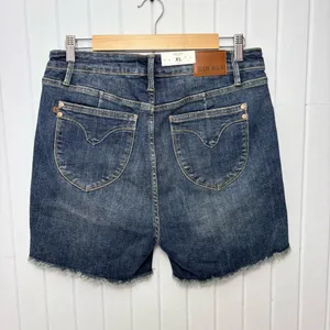Judy Blue High Waist Women's Frayed Hem Jean Shorts - Dark Blue Size‎ XL thumbnail 2