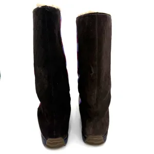 Sorel Women's Mackenzie Purple Plaid Tall Leather Wool Boots Size 7.5 thumbnail 6