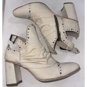 Freebird Distressed Festival Stud Jericho White‎ Leather Boots Ankle Booties 12 thumbnail 12