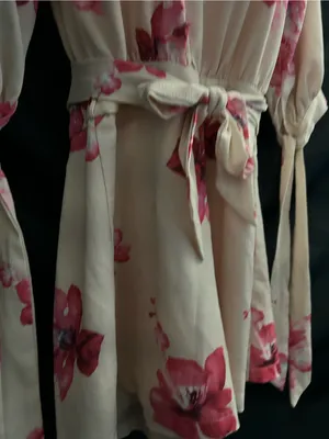 Angel Biba Floral Tie-Sleeve Cream & Pink Romper SZ 10 thumbnail 6