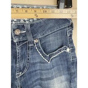 ARIAT R.E.A.L. Skinny Jeans Women’s 26R Low Rise Denim Frayed Hem Blue thumbnail 7
