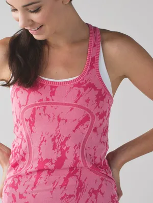 Lululemon Swiftly Tech Racerback Tank Heathered Bon Bon Sz 6 Pink Static Pattern thumbnail 2