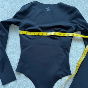 Black Slim Fit Bodysuit One Piece Long Sleeve Seamless Top Tee T-Shirt Blouse thumbnail 10