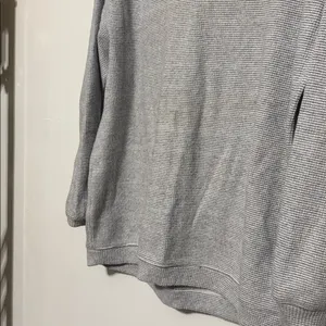 Aerie Gray White Waffeknit Oversized Crewneck Pullover Sweatshirt thumbnail 5