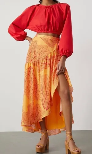 Anthropologie Hutch Printed Wrap Maxi Skirt, XS thumbnail 1