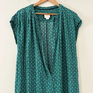 Maeve Geoscope Jumpsuit Small Green Blue Boho Graphic Print Button Front Belted thumbnail 6