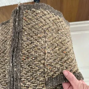 Aran Crafts 2 Way Zip 100% Wool Sweater Colorblock Tweed Half Sleeves Ireland M thumbnail 5