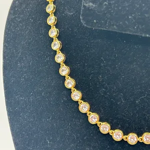 CZ Bezel Set Tennis Chain Gold 6mm 18 Inch No Pass Womens Waterproof New thumbnail 2