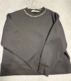 Black embellished crew neck thumbnail 1