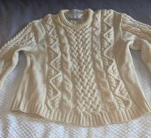Highland Stores Cream-Colored Pure New Wool Collection Sweater - Size Small thumbnail 1
