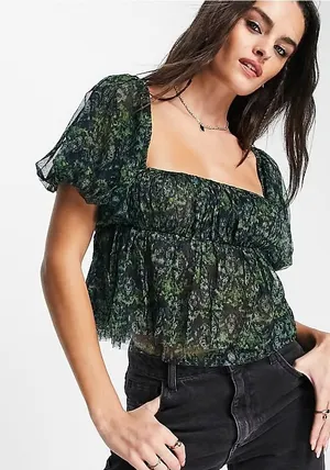 Free People Penelope Printed Smock Top thumbnail 1