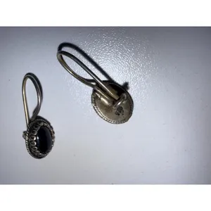 Vintage Navajo‎ Onyx Sterling Silver Earrings Women Gift 925 Western thumbnail 3