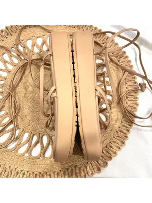 INC Rexile Neutral Lace-Up Flatform Sandals Size 9 Tan thumbnail 6
