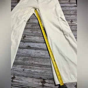 H&M Wide Leg Cream Cargo Pants Size 10 thumbnail 6