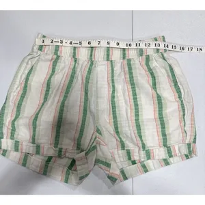 Old Navy High Rise Linen Blend Shorts Womens S Pull On Cuffed Green Multi Stripe thumbnail 7