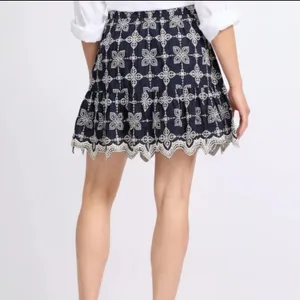 Skies Are Blue Women's Size Medium Petite Prudence Embroidered Ruffle Hem Skirt thumbnail 2