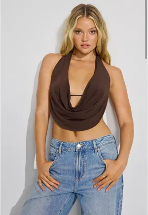 Garage Open Back Cowl Neck Top thumbnail 1
