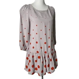 Anthropologie Retro Mod Twee Drop Waist Ruffle Hem Polka Dot Mini Dress Size 4 thumbnail 10