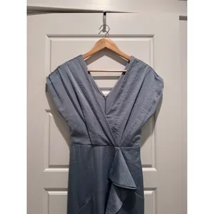 Harlyn Dusty Blue Ruffle Maxi Dress XS Wedding Guest‎ Bridesmaid Coquette thumbnail 5