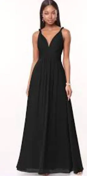 Azazie Black V-Neck Chiffon Maxi Dress 975 thumbnail 1