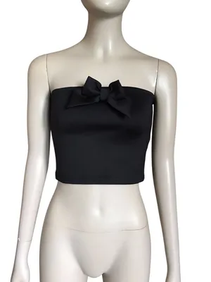 Edikted Black Bow Strapless Crop Top thumbnail 2