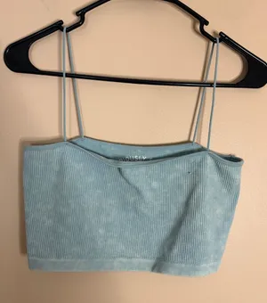 Aeropostale Baby Blue Ribbed Cropped Cami with Spaghetti Straps thumbnail 1