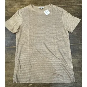 Club Monaco Short Sleeve Linen Tee Shirt Crewneck Casual Size Medium Striped thumbnail 8