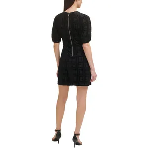 NWT Tommy Hilfiger Womens Burnout Velvet Plaid Dress A1IK2KLA Black 6 thumbnail 2