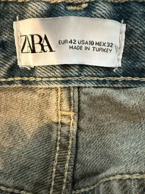zara high waisted wide leg blue jeans size 10 thumbnail 2