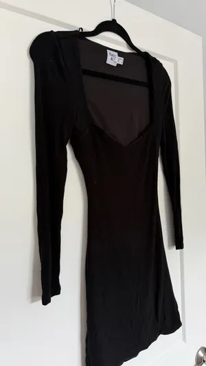 Princess Polly Long Sleeve Mini Black Dress Cut-Out thumbnail 4