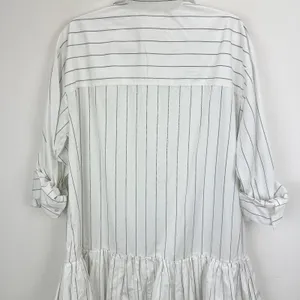 Madewell Bubble Hem Mini Shirtdress Pinstripe Poplin Cotton White Large NWT thumbnail 13