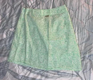 Billabong XS Mint Green White Floral Cotton Mini Skirt Side Zip Beach Boho thumbnail 4